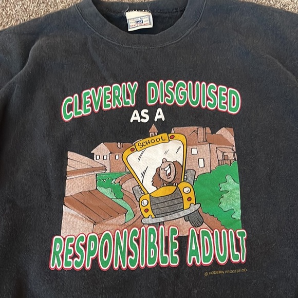 Vintage Lee Heavyweight Bus Driver Humor Funny Graphic Sweatshirt 80’s Unisex XL - Picture 2 of 7